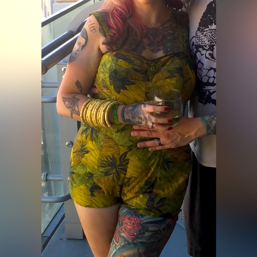 Vintage 1950a miss Hawaii playsuit.  Tropical VLV rockabilly tiki